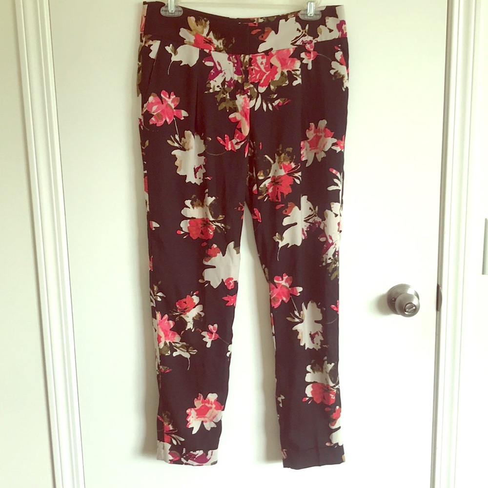 LOFT FLORAL WORK PANTS